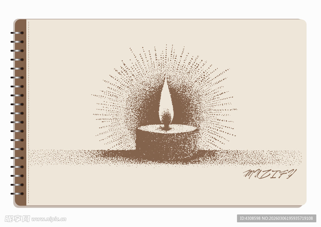 线圈本 蜡烛素描画