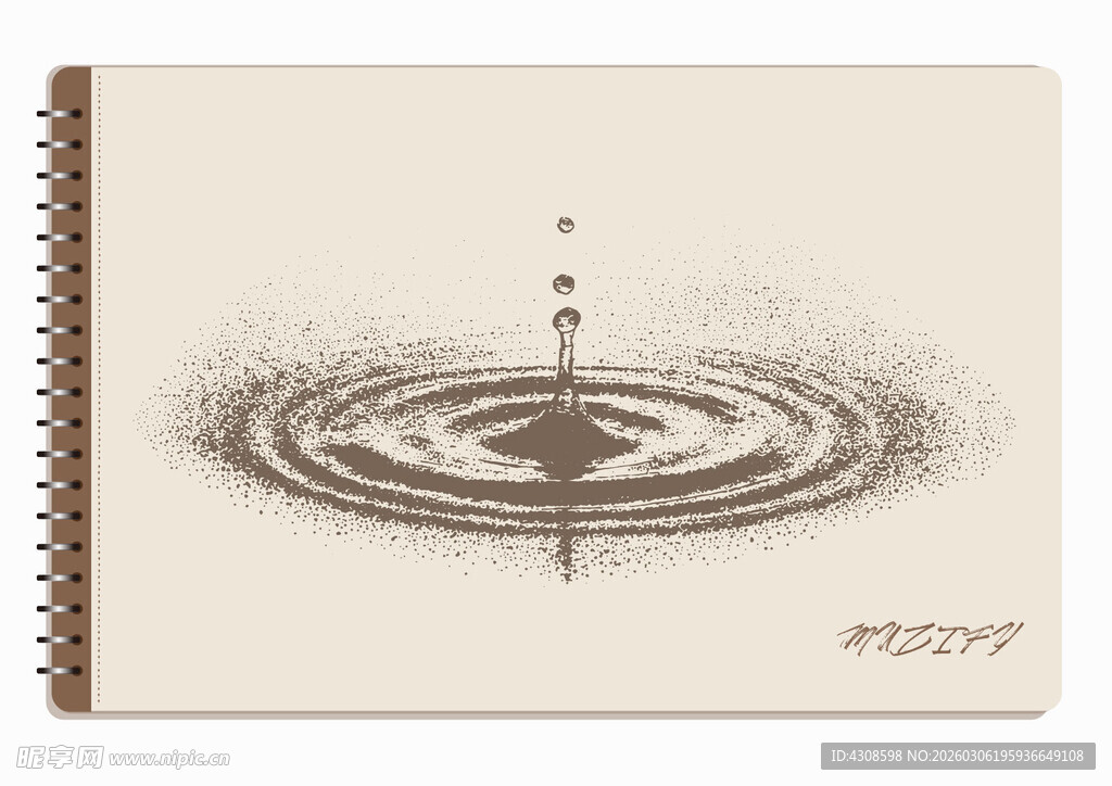 线圈本 水滴素描画