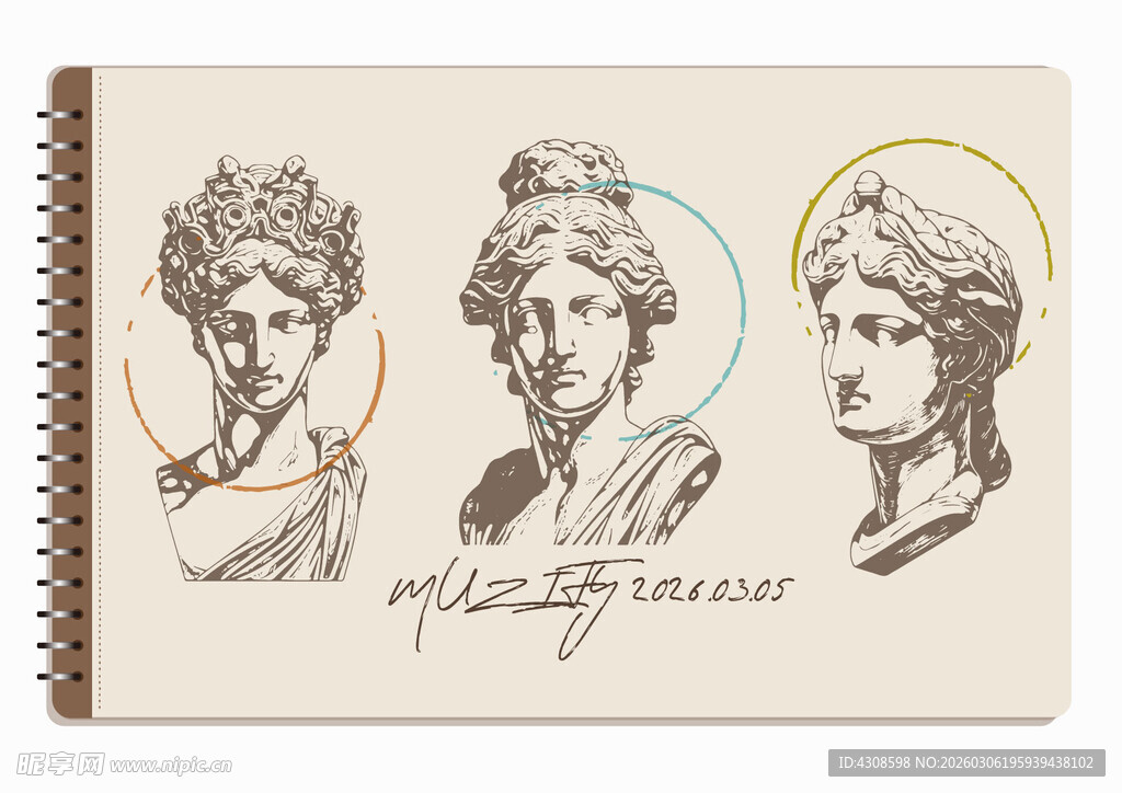 线圈本 3款入石膏雕像