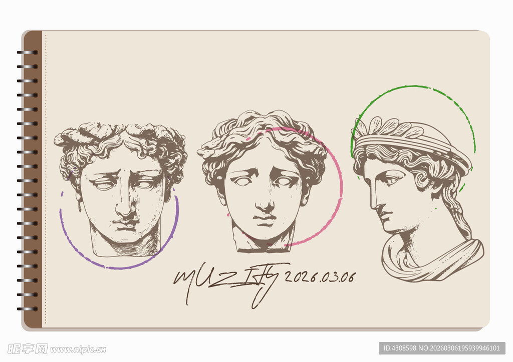 线圈本 3款入石膏雕像