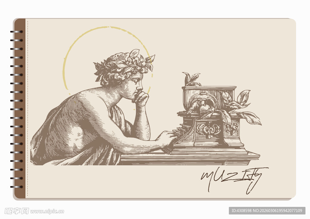 线圈本 古典石膏雕像