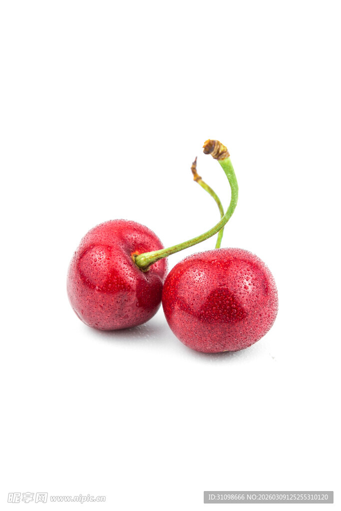 两颗鲜红饱满的樱桃