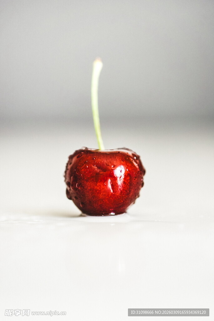 带水珠的鲜红樱桃