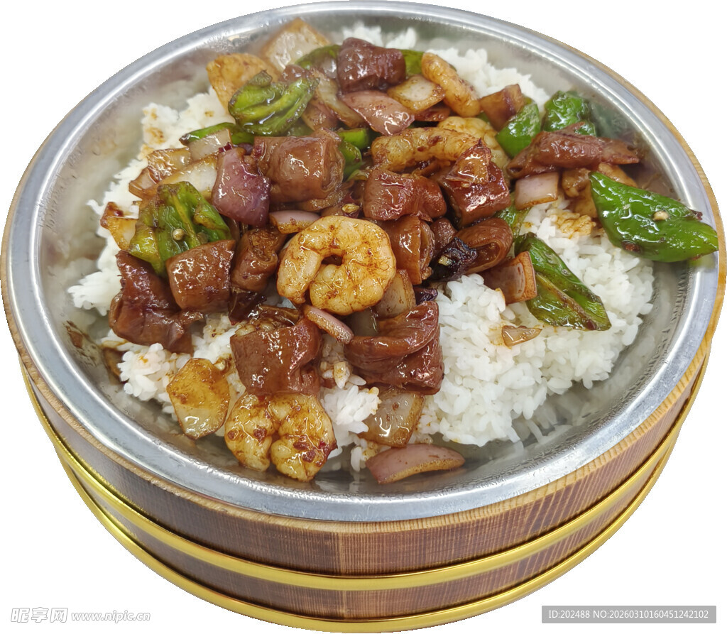 虾仁肥肠木桶饭