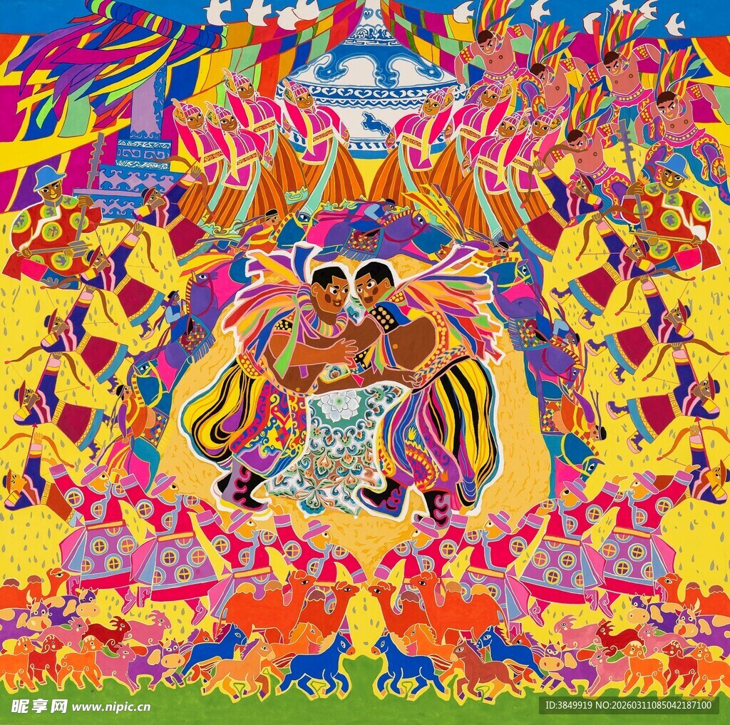 绚丽多彩的民俗艺术画作