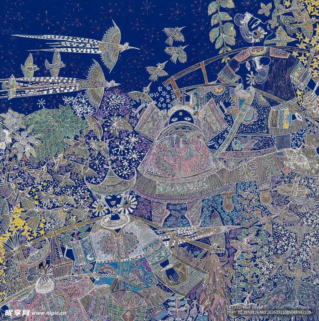 古代繁华市井织锦图