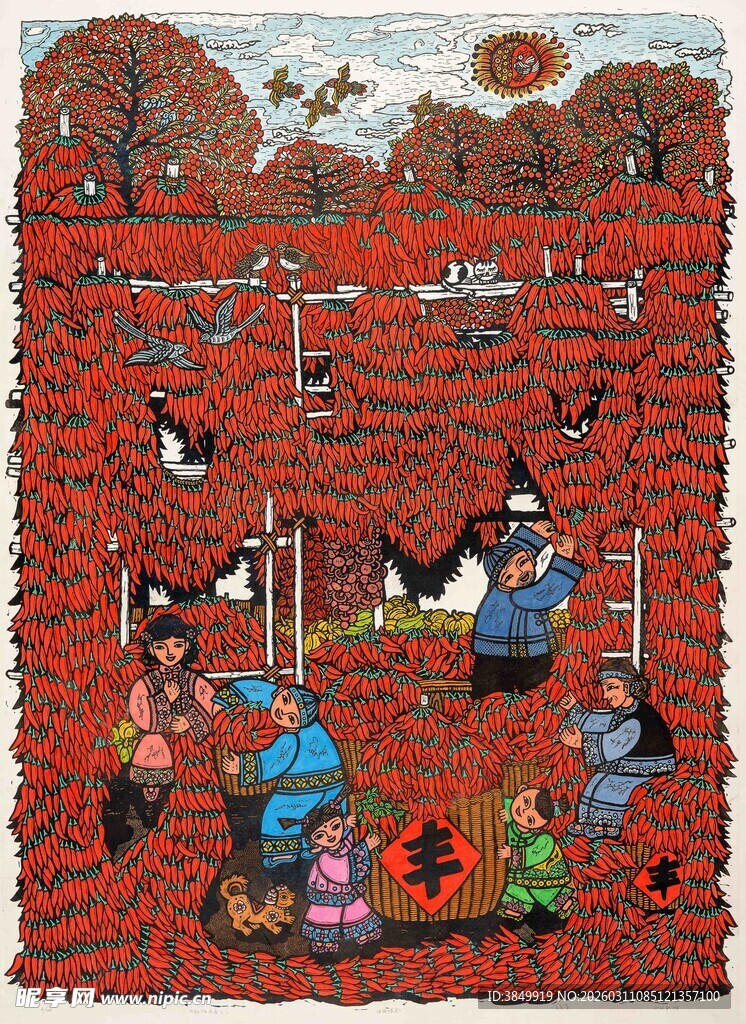 传统喜庆刺绣图案