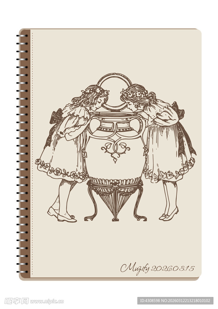 线圈本 2个女孩素描画