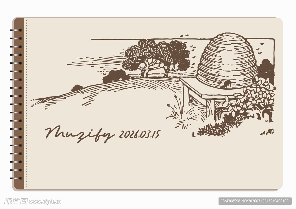 线圈本 蜂巢素描画