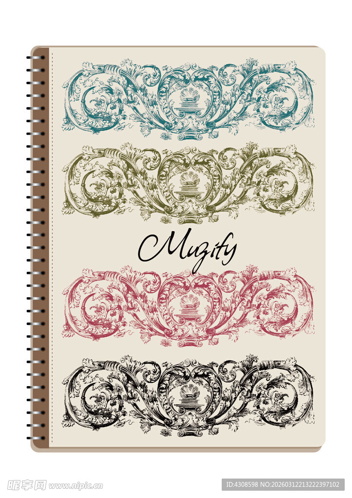 线圈本 多色复古花边