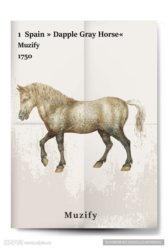 复古海报 斑点灰马