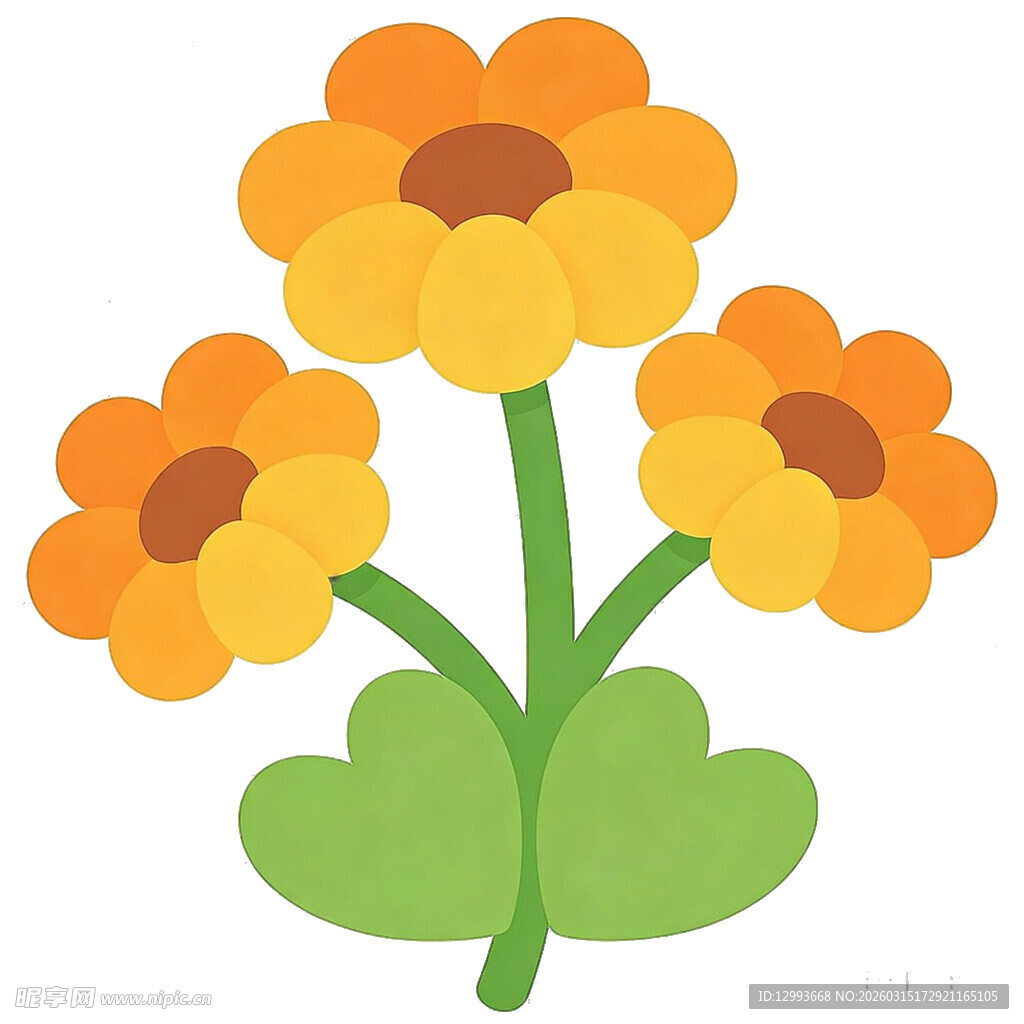 三朵橙色花朵插画