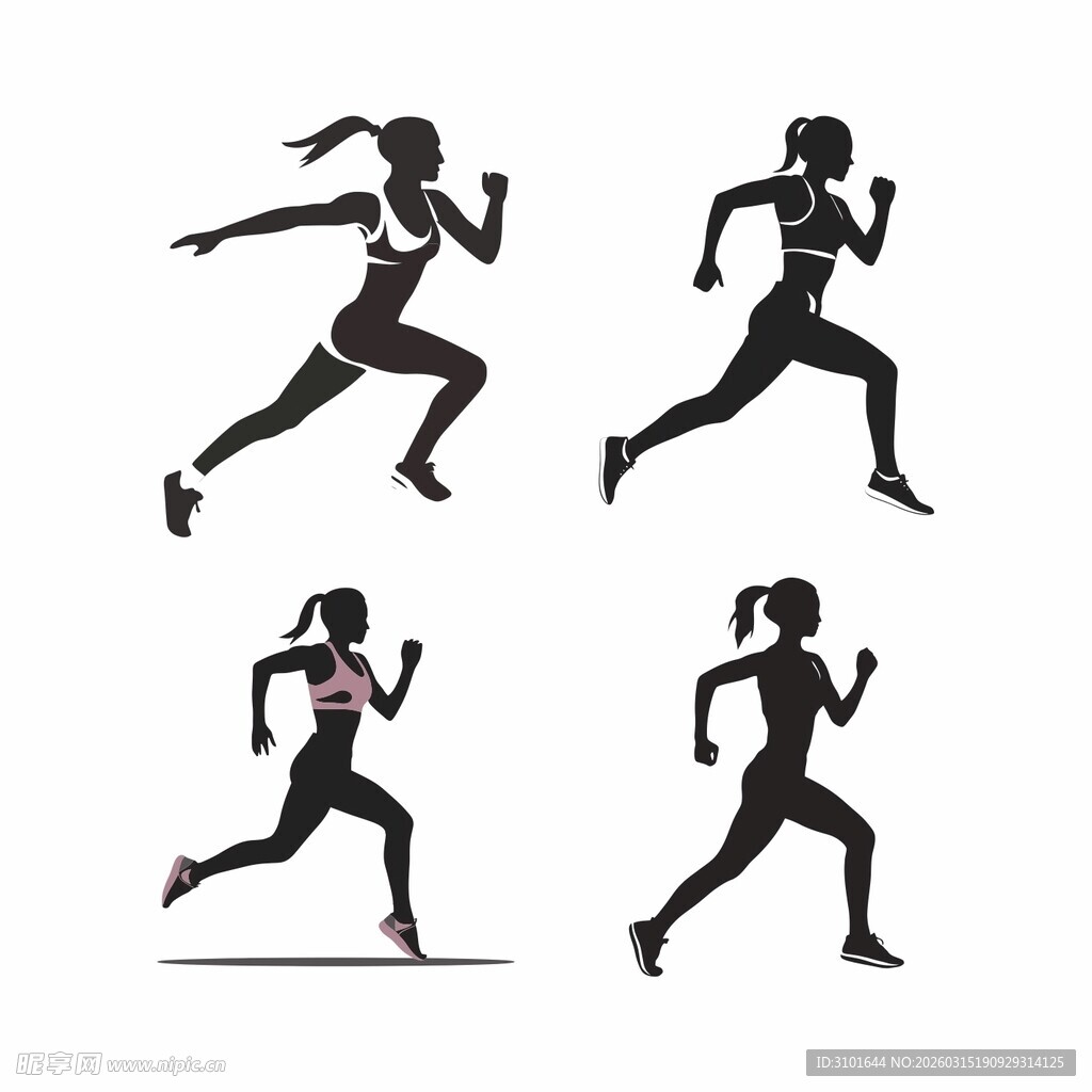 跑步女运动员剪影