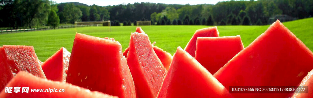 新鲜多汁的切块西瓜