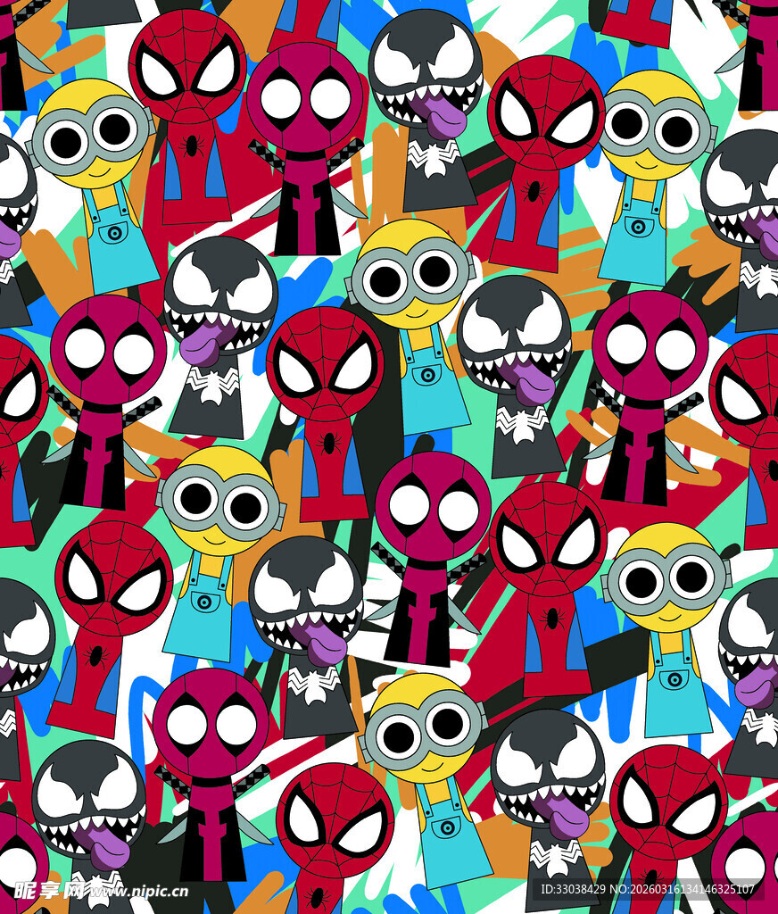 多彩蜘蛛侠卡通图案集合