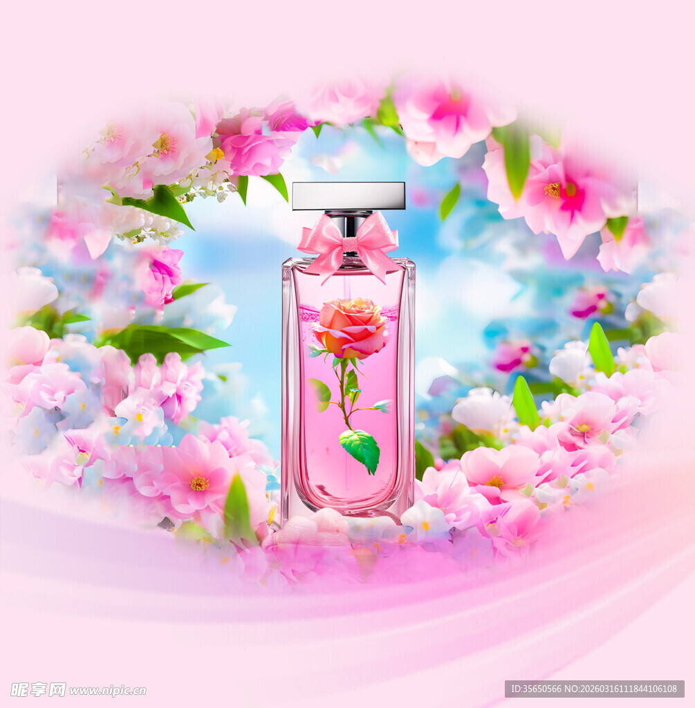 梦幻樱花主题粉色香水瓶