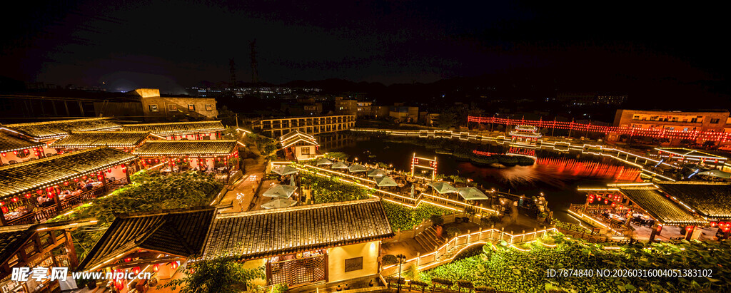 古城夜景璀璨灯火辉煌
