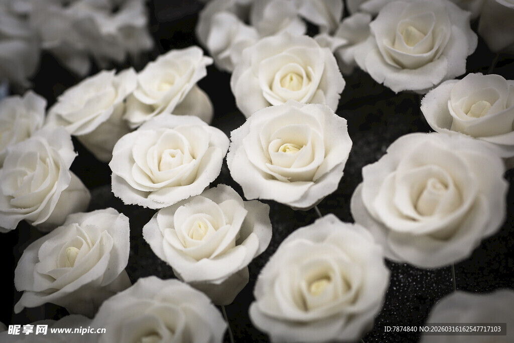 工艺品白色玫瑰花特写
