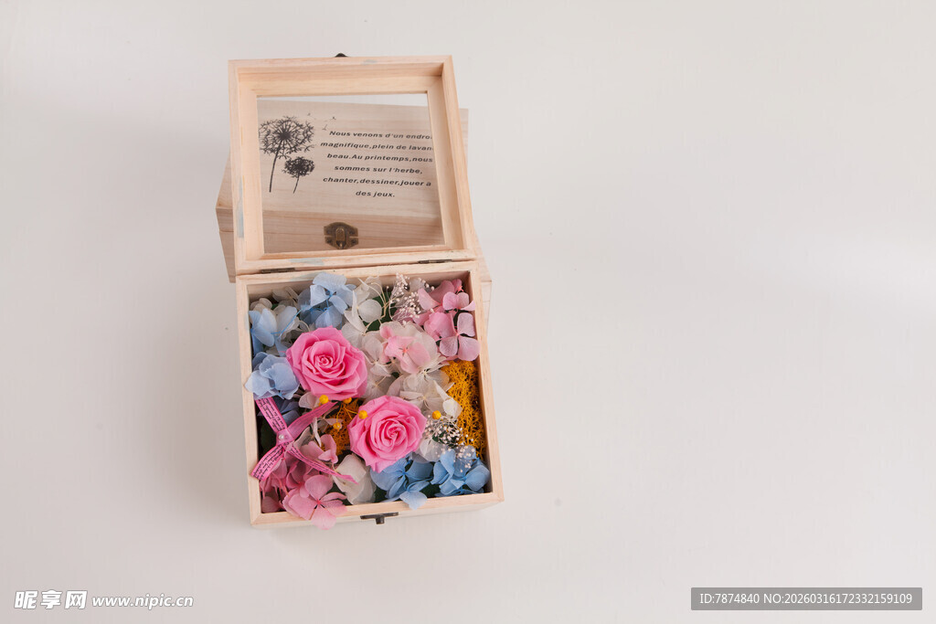 工艺品木质花卉收纳盒展示