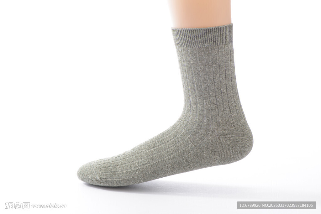 浅灰色女士单只时尚短袜