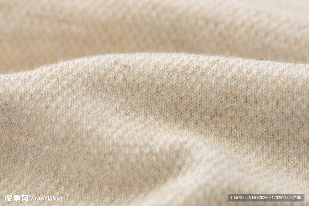 米白色针织布料纹理特写