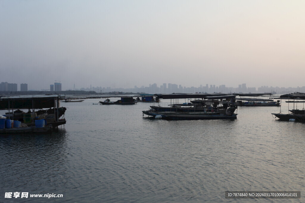 海上停泊的多艘船只