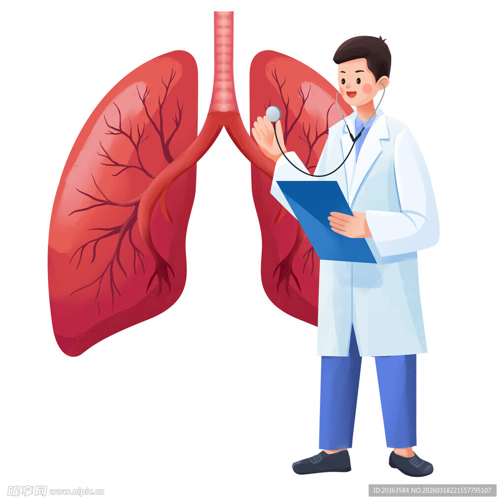 医生查看肺部研究资料