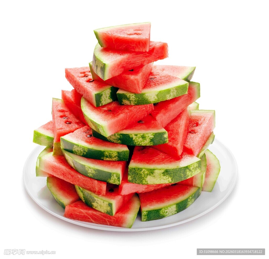 堆叠的新鲜西瓜切片