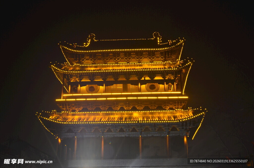 古楼阁夜景 灯火璀璨