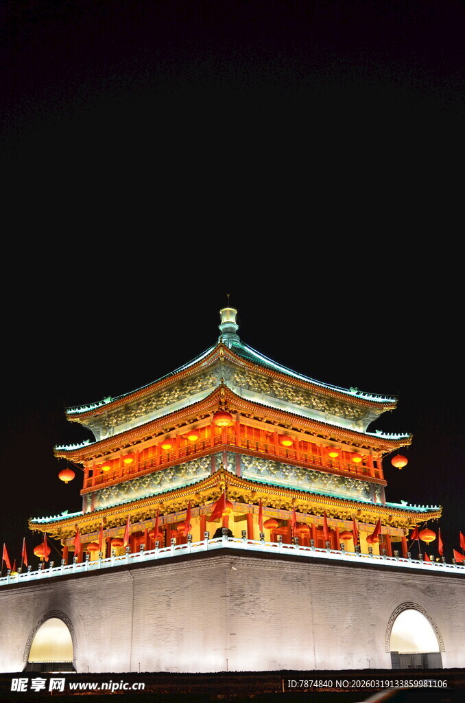 西安钟楼夜景风采