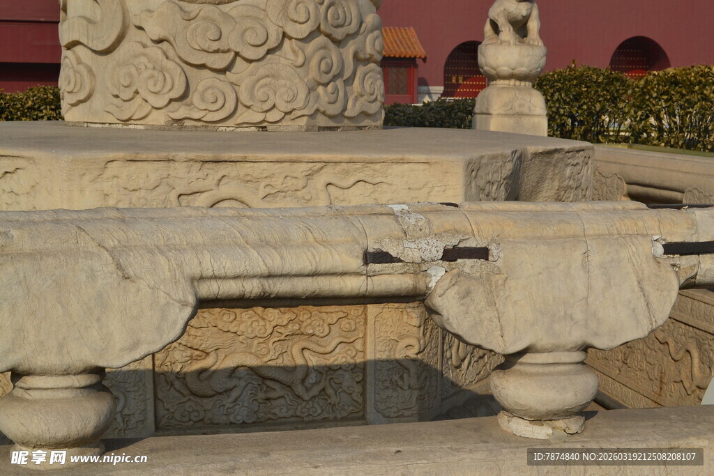 古典石栏杆细节特写