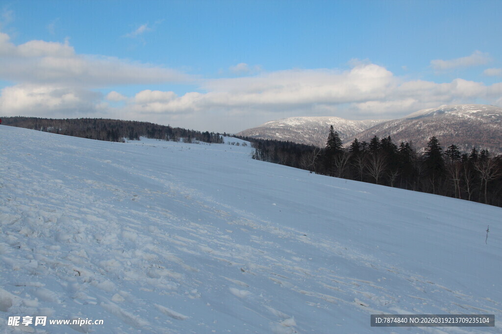 冬日皑皑雪景滑雪场