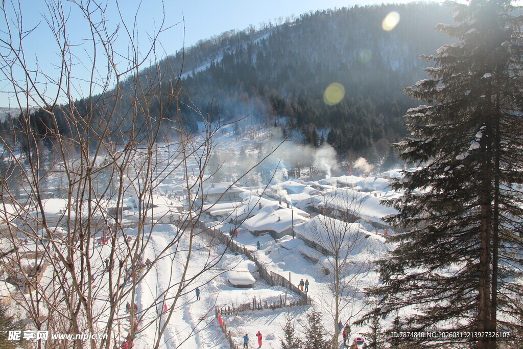 冬日雪景中的静谧山林