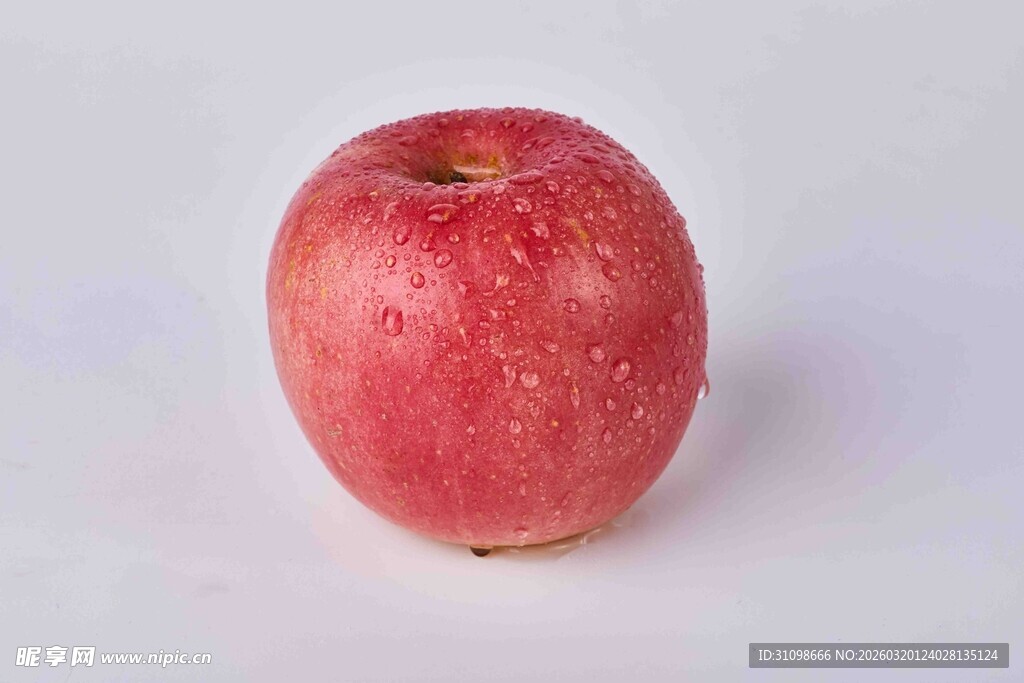 鲜红饱满的单个红苹果
