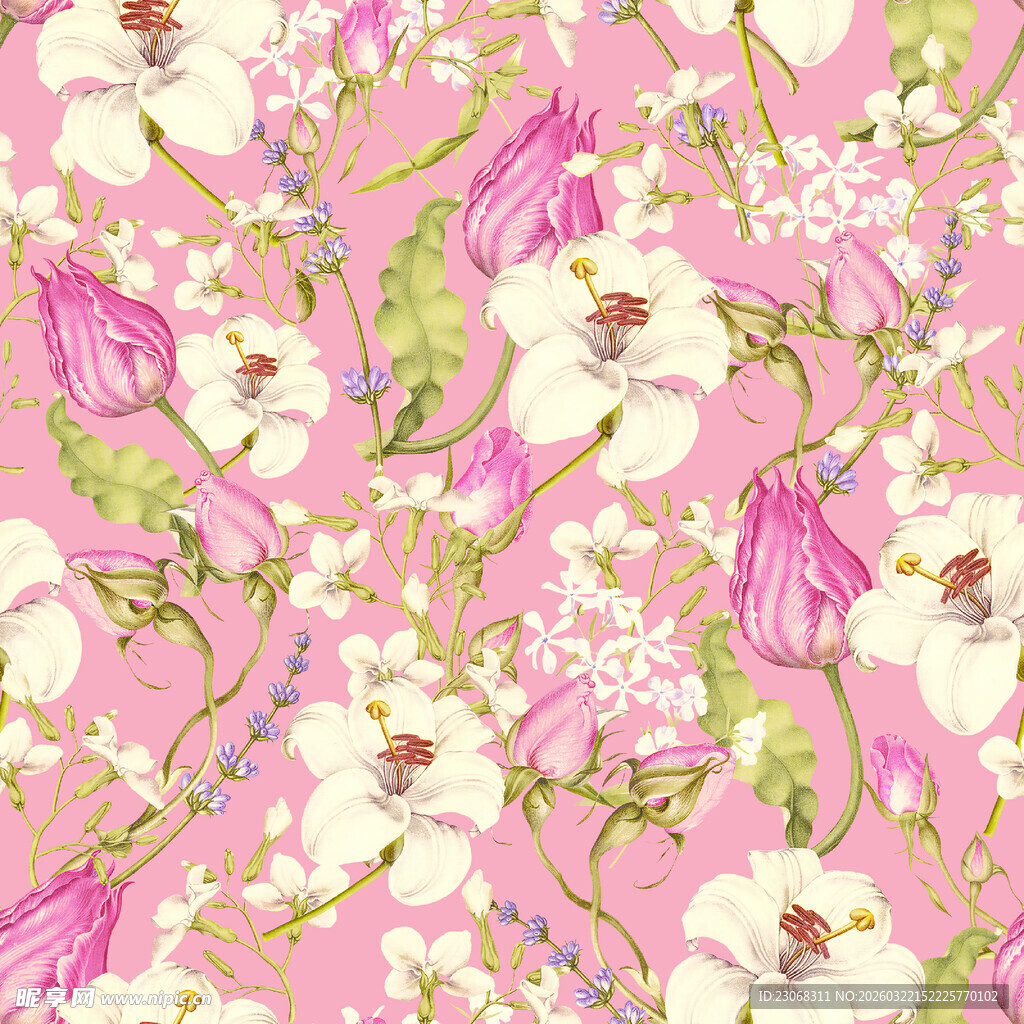 粉色花卉图案背景纹理