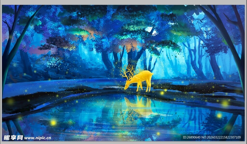 梦幻森林中的小鹿