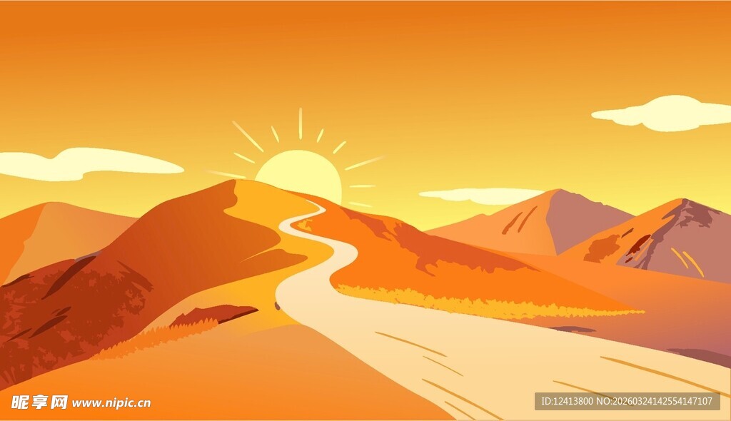 日出卡通背景