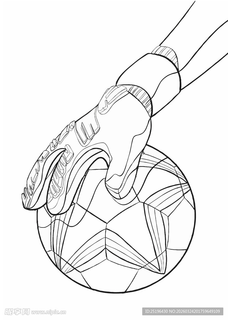 守门员手套拿球简笔画