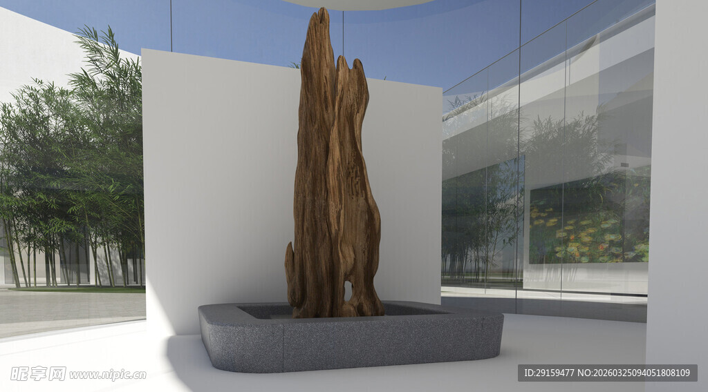 室内木雕艺术品展示