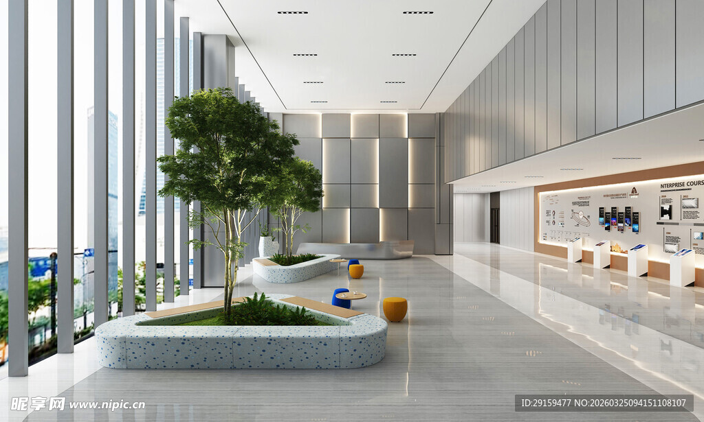 现代宽敞大厅室内景观