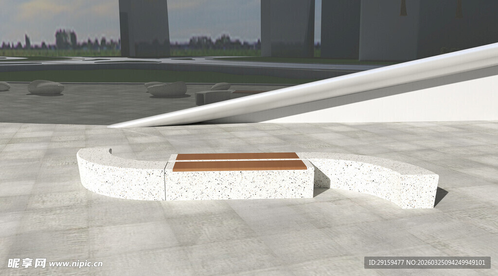 现代简约户外长椅设计