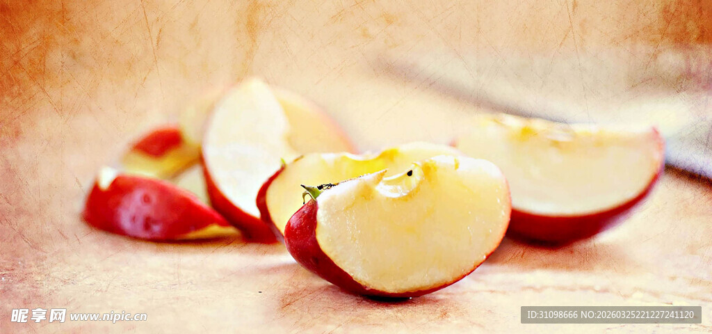切片红苹果特写
