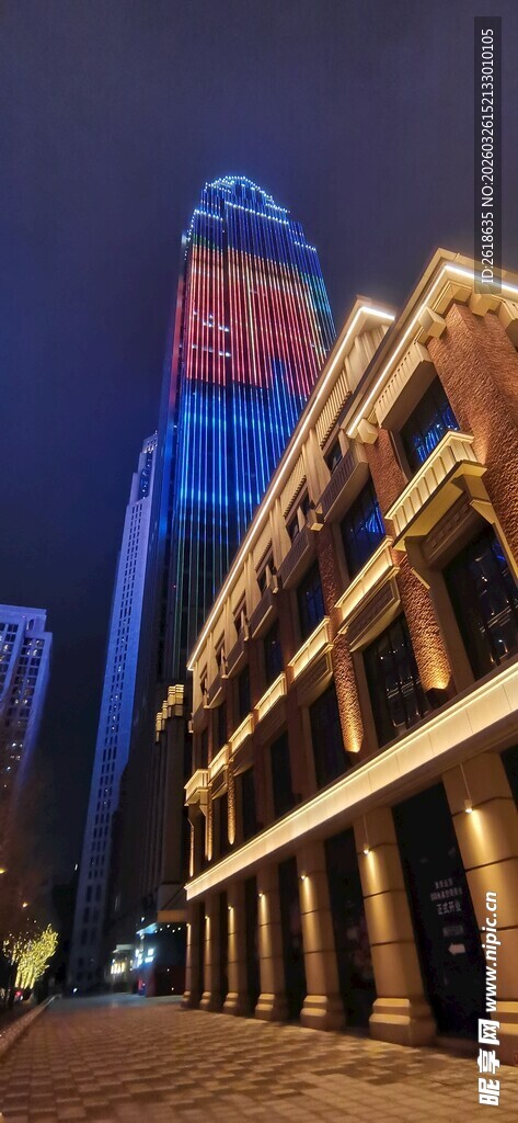 天津城市璀璨夜景建筑风光