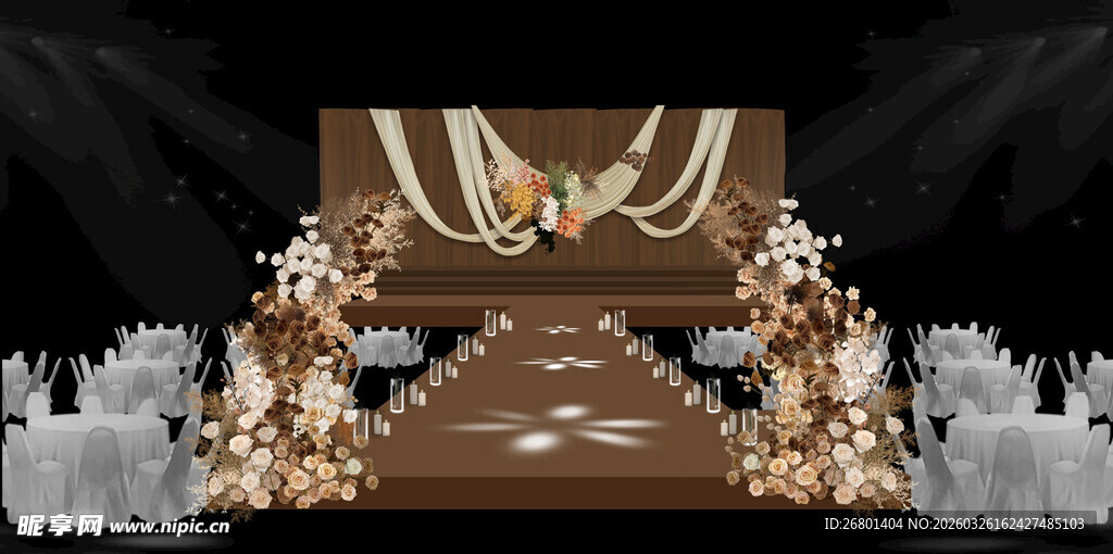 奢华棕白系婚礼效果图