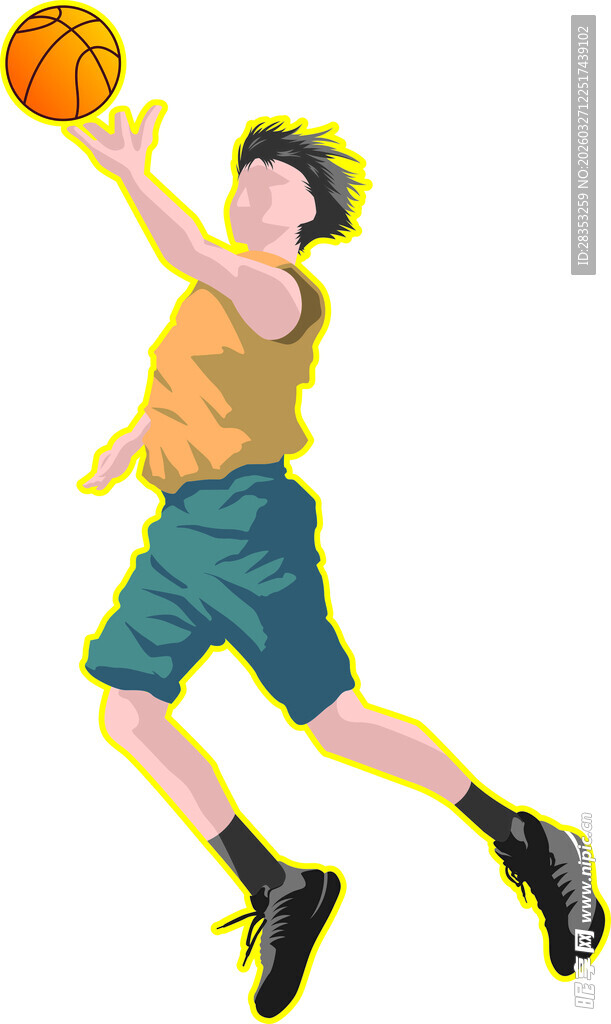 男孩跃起投篮瞬间