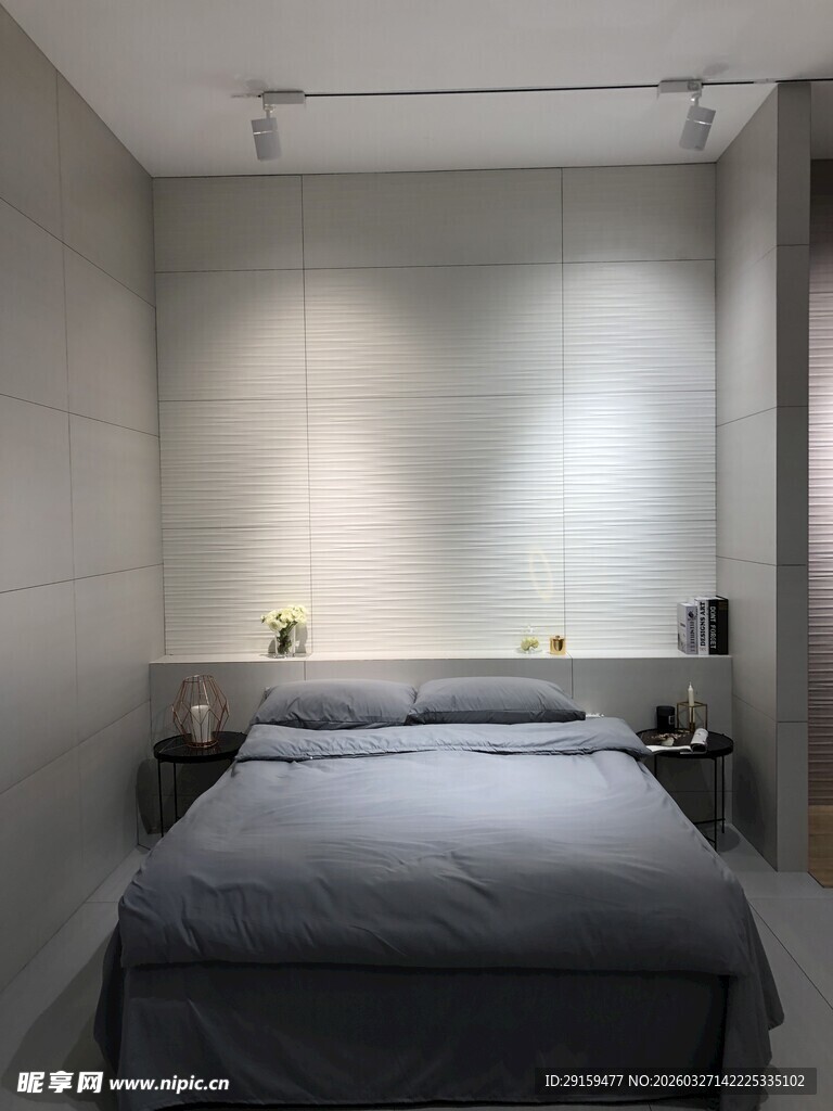 简约卧室床铺场景展示