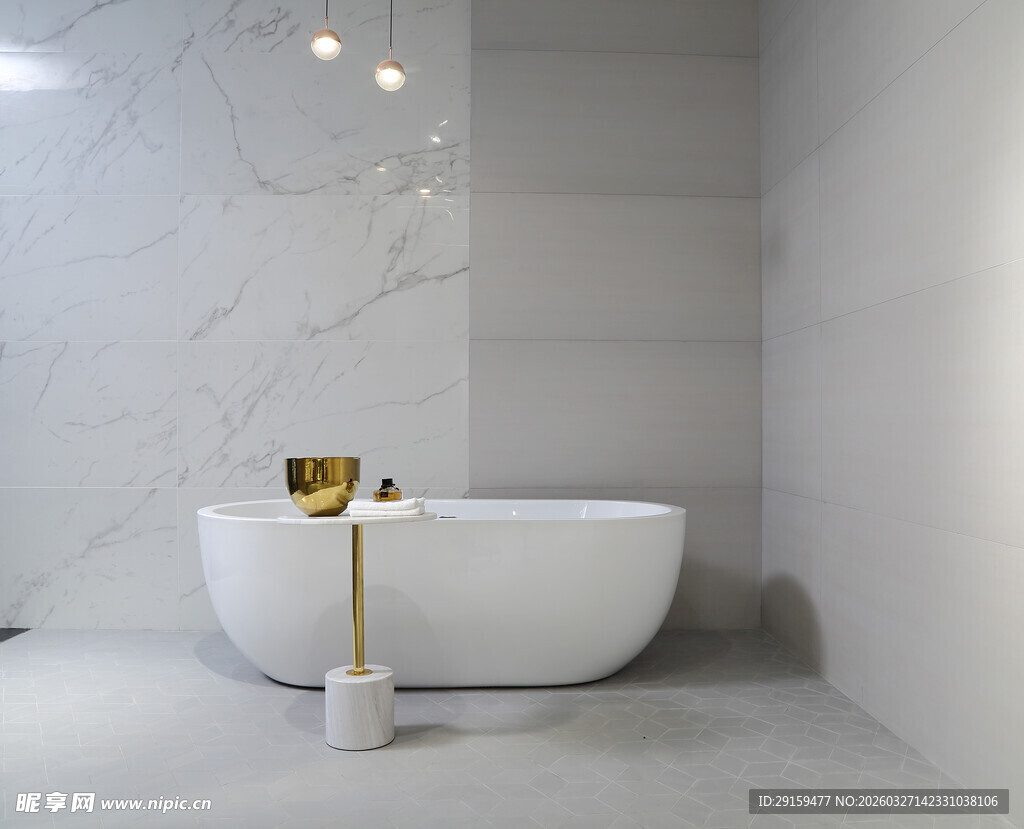 现代简约风格大理石浴缸