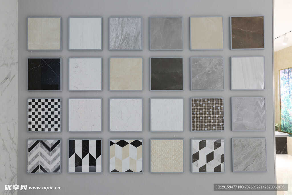 多样瓷砖样品展示