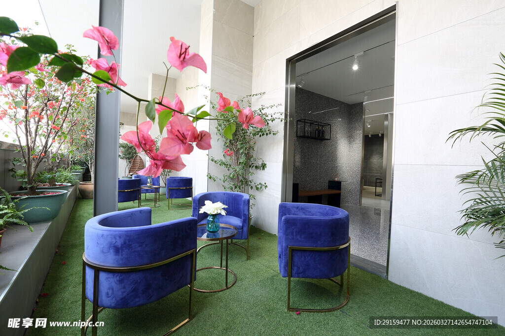 户外绿植环绕的休闲角落