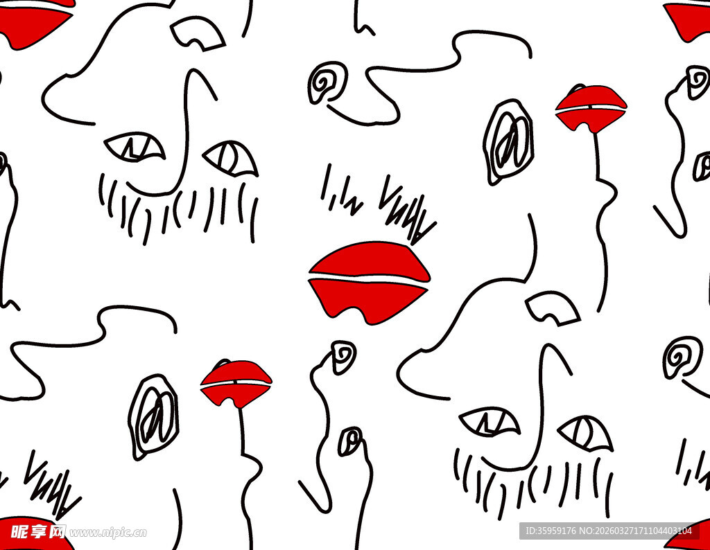 手绘风表情图案无缝背景